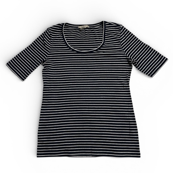 Banana Republic Tops - Banana Republic Navy Blue/ White Striped Scoop Neck Shirt Sleeve Top - Medium